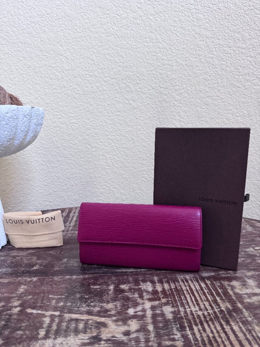 Louis Vuitton Red Epi Leather Long Wallet + COA